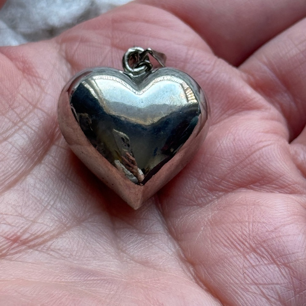 Sterling Silver Puffy Heart Pendant - Picture 2 of 4